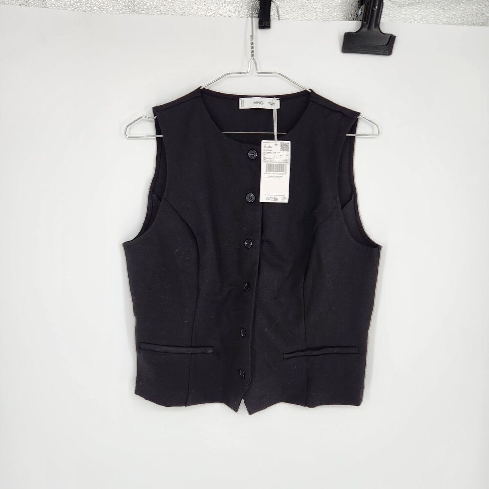 Mango Large‎ Black Striped Slim Fit Roma Knitted Gilet NWT